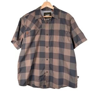 Howler Bros Mens Plaid Button Up Short Sleeve Shirt Size M Camp checked fishing‎
